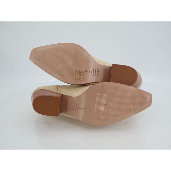 Schutz Briani Crocodile Embossed Leather Bootie Western Ivory Chelsea Pointy 5B - Picture 10 of 11